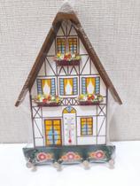 Suporte para Chaves com Termomêtro Mdf Casa 4 Pinos 12x18x3cm