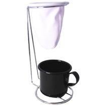 Suporte para Coador de Café Cromado com Caneca Esmaltada Black