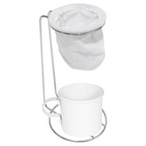 Suporte para Coador de Café Cromado com Caneca Esmaltada Branca