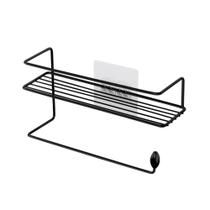 Suporte para Condimentos E Papel Toalha Preto Organizador de Cozinha Porta Temperos