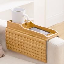Suporte para copos de sofá GEHE, bandeja de braço de bambu natural Suporte para copos de sofá GEHE, bandeja de braço de bambu natural