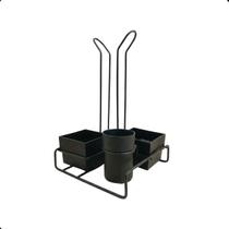 Suporte Para Copos Descartáveis Cantinho do Café com Porta Sachê Açucar Colheres Escritório Cozinha Bar