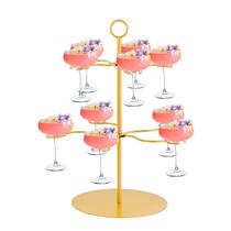 Suporte para coquetel QPIX DIGITAL Champagne Tower de 2 níveis Suporte para coquetel QPIX DIGITAL Champagne Tower de 2 níveis