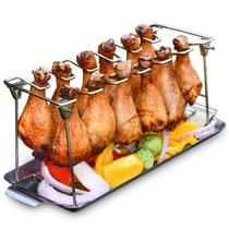 Suporte para coxas de frango RTT com 12 espaços em aço inox para churrasqueira
