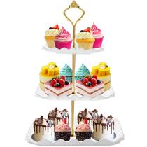 Suporte para Cupcakes DAFURIET de 3 Andares em Plástico Branco Suporte para Cupcakes DAFURIET de 3 Andares em Plástico Branco