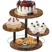 Suporte para Cupcakes ELITEROO de 4 Níveis com Rotação 360 em Madeira Suporte para Cupcakes ELITEROO de 4 Níveis com Rotação 360 em Madeira