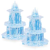 Suporte para cupcakes NatNarr Frozen, 3 camadas, azul, floco de neve x2