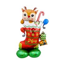 Suporte para Decorações de Natal - Papai Noel, Boneco de Neve, Rena e Balões