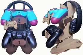 Suporte Para Dois Controles + Headset Para todos os Consoles + Chaveiro - LUALKI