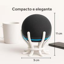 Suporte para Echo Dot 4ª e 5ª Geração Organizador com Passa Cabo Branco ou Preto -