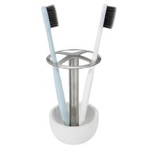 Suporte para escova de dentes CozyCabin em aço inoxidável branco Suporte para escova de dentes CozyCabin em aço inoxidável branco