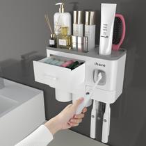 Suporte para escova de dentes iHave 2 copos montado na parede com dispensador Suporte para escova de dentes iHave 2 copos montado na parede com dispensador