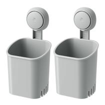 Suporte para escova de dentes LEVERLOC Powerful Suction, pacote com 2 unidades, cinza Suporte para escova de dentes LEVERLOC Powerful Suction, pacote com 2 unidades, cinza