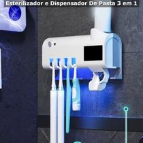 Suporte Para Escovas Pasta De Dente Esterilizador UV Automático Banheiro Dispenser Aplicador Branco