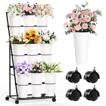 Suporte para Exposição de Flores Invech com 3 Níveis e 9 Vasos com Rodízios