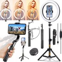 Suporte Para Filmagem no Celular Estabilizador Imagem Tripé Apoio Iluminador Ring Light Luz Led Selfie Gravação de Vídeo