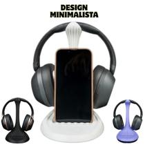 Suporte para Fone de Ouvido Headset e Celular 2 em 1 Organizador de Mesa Gamer e Office Minimalista Cor:PRETO Suporte para Fone de Ouvido Headset e Celular 2 em 1 Organizador de Mesa Gamer e Office Minimalista Cor:PRETO