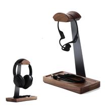 Suporte para fone de ouvido NIRVASH Walnut Wood com base de armazenamento