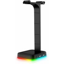 Suporte para fone de ouvido RGB com 2 portas USB Desking Headphone Earph