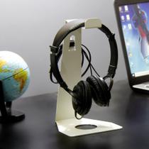 Suporte para Fone de Ouvido Tipo Pedestal Mesa - Aço Branco