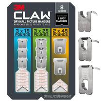 Suporte para fotos de drywall 3M CLAW de 15, 25 e 45 libras - pacote com 8