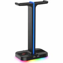 Suporte para Headset Gamer Havit RGB 2 USB TH650 Preto