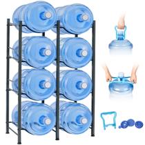 Suporte para jarro de água Klvied Double Row Rack de 5 galões e 8 garrafas