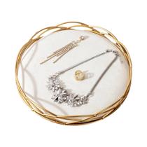 Suporte Para Joias Bege Com Almofada Macia Base De Metal Para Balcão De Maquiagem Mostruário