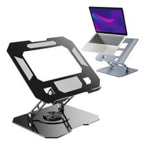Suporte Para Laptop Aluminio Com Ajuste De Altura De Mesa Cor Preto