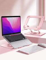 Suporte para laptop Vaydeer ajustável com rotação de 360 rosa