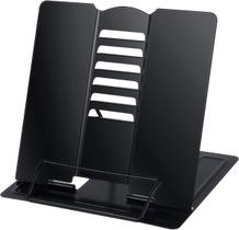 Suporte para livros de mesa HUOGUO para leitura com as mãos livres, suporte de livro ajustável de metal durável, estante de livros portátil dobrável e resistente - livro de receitas, receitas, tablet, livro de música, documentos (preto)