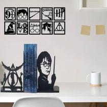 Suporte Para Livros Mesa Harry Potter + Kit 10 Quadros harry potter decorativo parede sala home office nerd geek