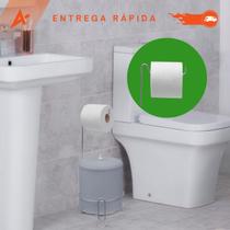 Suporte para Lixeira e Papel Higiênico Cromado 2 em 1 Compacto