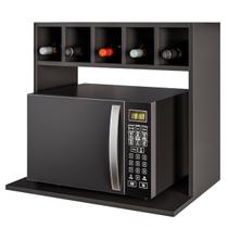 Suporte para Micro-ondas e Forno com Nicho Garrafeiro Lisa