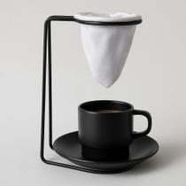 Suporte para Mini Coador de Café com Xícara e Pires Preto Suporte para Mini Coador de Café com Xícara e Pires Preto