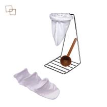 Suporte para mini coador de café em aço cromado com 4 refil coador individual e medidor resistente Suporte para mini coador de café em aço cromado com 4 refil coador individual e medidor resistente