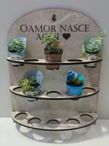 Suporte para Mini Vasos de Suculentas e Cactos em MDF Amadeirado