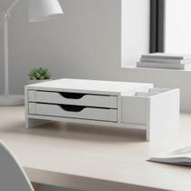 Suporte para Monitor 2 Gavetas 3 Nichos Branco