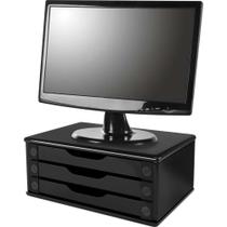 Suporte para Monitor 3 Gavetas 39X26X16 MDF BLACK Piano