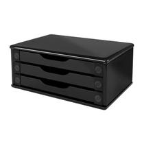 Suporte para Monitor 3 gavetas MDF 39x26x16cm Black Piano 3347 SUPORTE P/MONITOR C/3GAVETAS PT 3347