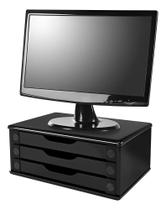 Suporte para Monitor 3 Gavetas Mdf Reforçado Black Piano