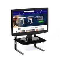 Suporte Para Monitor 3 Níveis Ajustável Vidro Preto - Wp