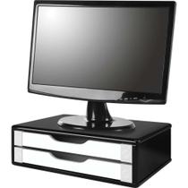 Suporte para Monitor com 2 Gavetas 39X26X12CM MDF PRETO/BRANCO