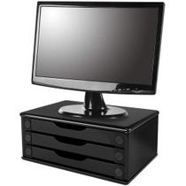 Suporte para Monitor com 3 Gavetas MDF Preto Souza Office Suporte para Monitor com 3 Gavetas MDF Preto Souza Office