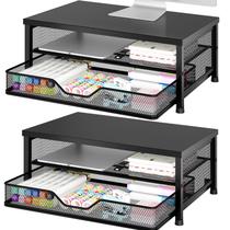 Suporte para Monitor de Computador OPNICE de 2 Níveis com Gaveta Preto