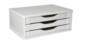 Suporte Para Monitor de Mesa Em MDF Branco Com 3 Gavetas Brancas Souza Referência 3343 Suporte Para Monitor de Mesa Em MDF Branco Com 3 Gavetas Brancas Souza Referência 3343