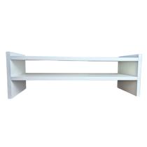 Suporte Para Monitor Duplo Base Tela 20x60x20cm MDF Branco Suporte Para Monitor Duplo Base Tela 20x60x20cm MDF Branco