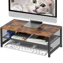 Suporte para Monitor ECOLOVI com 2 Níveis Organizador de Mesa Marrom Suporte para Monitor ECOLOVI com 2 Níveis Organizador de Mesa Marrom