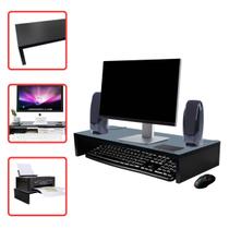 Suporte Para Monitor Elevado Base De Mesa 10x60x20cm MDF Preto
