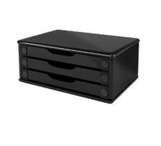 Suporte Para Monitor Em Madeira MDF Black Piano Com 3 Gavetas Black Piano Referência 3347 SOUZA